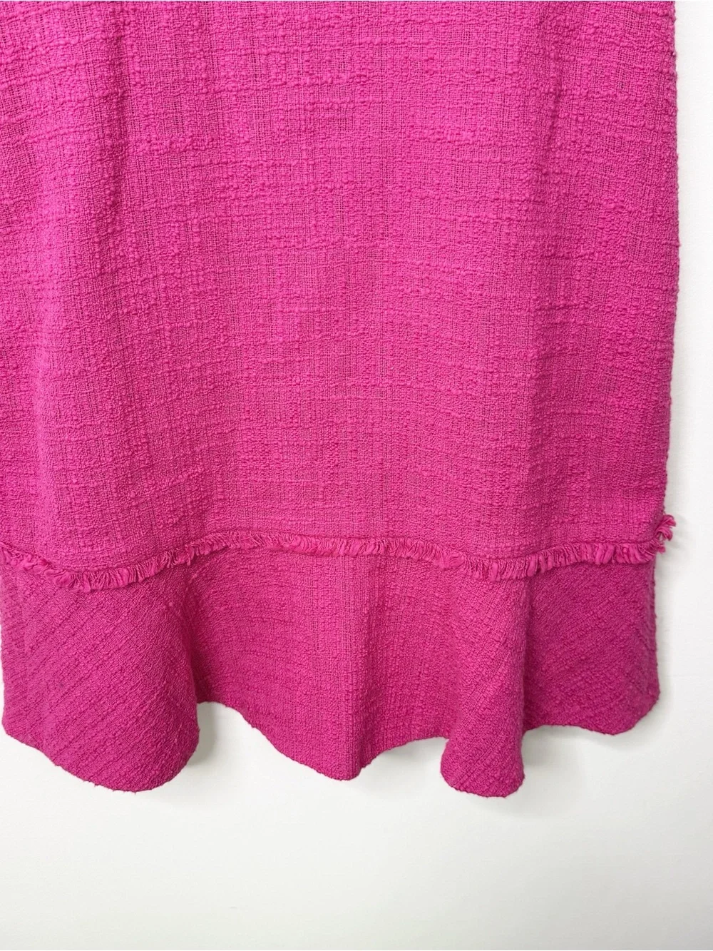 J. CREW | Pink Fluted hem A-line Dress in Textured Cotton Tweed Sz. 8 Tall